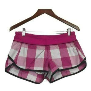 Lululemon Speed Shorts Pink and Gray Raspberry Gingham, Size 6 New Without Tag